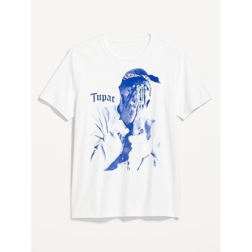 2Pac Me Against The World Graphic Tee White Blue Rap Shirt Large